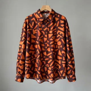 Pamutvászon SATIN Geometric dark brown