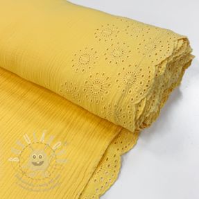 Dupla géz/muszlin 1-side border soft yellow