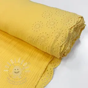 Dupla géz/muszlin 1-side border soft yellow
