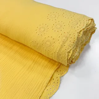 Dupla géz/muszlin 1-side border soft yellow