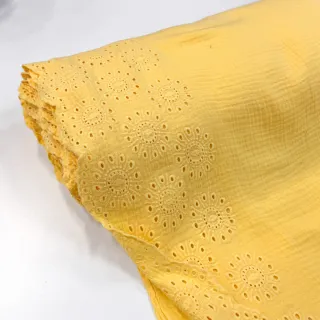 Dupla géz/muszlin 1-side border soft yellow