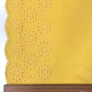 Dupla géz/muszlin 1-side border soft yellow