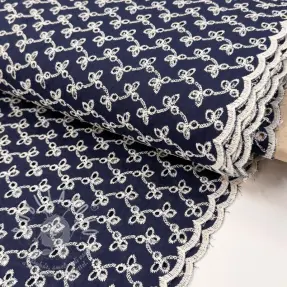 Pamutvászon EMBROIDERY Rosemary navy