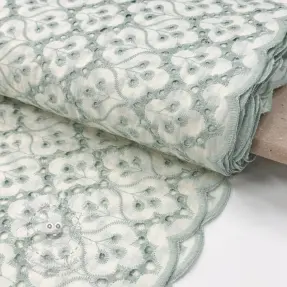 Pamutvászon EMBROIDERY Lilian mint