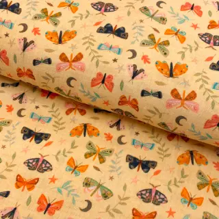 Dupla géz/muszlin Butterflies soft yellow digital print