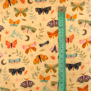 Dupla géz/muszlin Butterflies soft yellow digital print