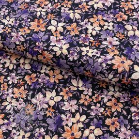 Pamutvászon Sketched meadow black digital print