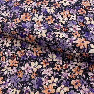 Pamutvászon Sketched meadow black digital print