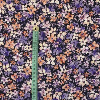 Pamutvászon Sketched meadow black digital print