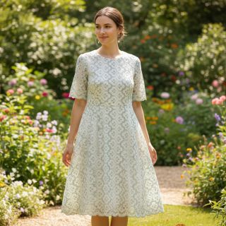 Pamutvászon EMBROIDERY Lilian mint