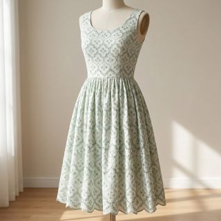 Pamutvászon EMBROIDERY Lilian mint