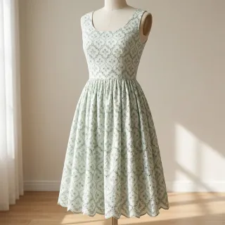 Pamutvászon EMBROIDERY Lilian mint