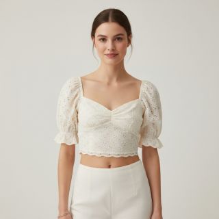 Pamutvászon EMBROIDERY Rosemary white