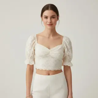 Pamutvászon EMBROIDERY Rosemary white