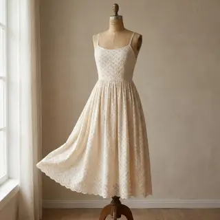 Pamutvászon EMBROIDERY Rosemary off white