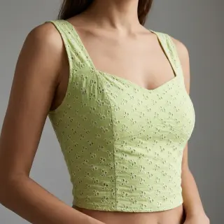 Pamutvászon EMBROIDERY Rosemary lime