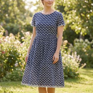 Pamutvászon EMBROIDERY Rosemary navy