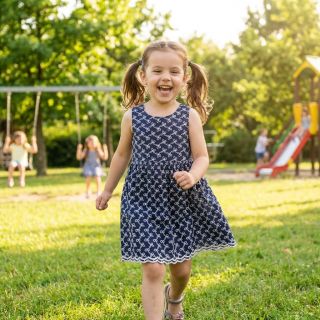 Pamutvászon EMBROIDERY Rosemary navy