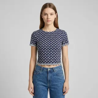 Pamutvászon EMBROIDERY Rosemary navy