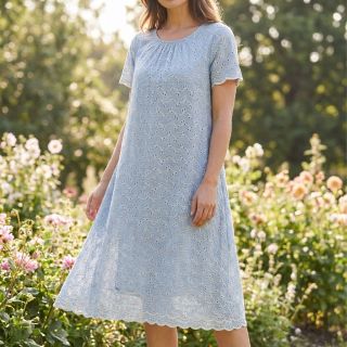 Pamutvászon EMBROIDERY Rosemary light blue