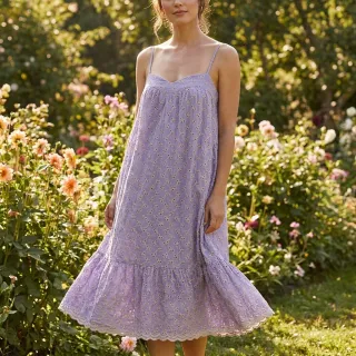Pamutvászon EMBROIDERY Rosemary lilac