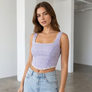 Pamutvászon EMBROIDERY Rosemary lilac