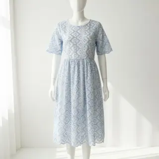Pamutvászon EMBROIDERY Lilian blue