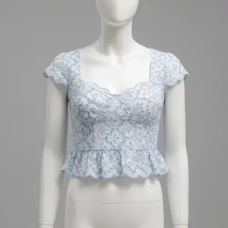 Pamutvászon EMBROIDERY Lilian blue