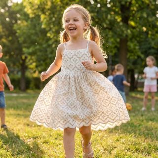 Pamutvászon EMBROIDERY Lilian natural