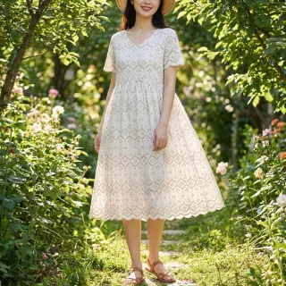 Pamutvászon EMBROIDERY Lilian natural