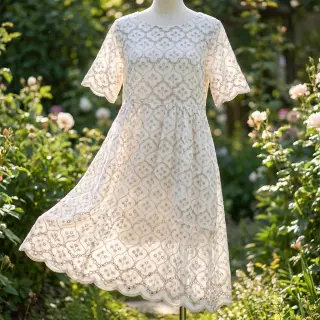 Pamutvászon EMBROIDERY Lilian natural
