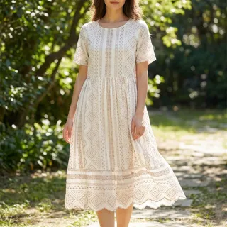 Pamutvászon EMBROIDERY Lilian beige