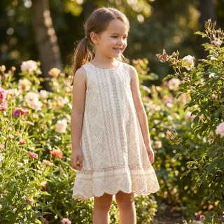 Pamutvászon EMBROIDERY Lilian beige