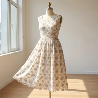 Pamutvászon EMBROIDERY Lilian ecru