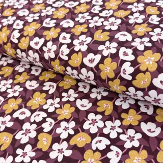 Jersey GLITTER Flowers wine red