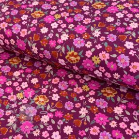Jersey Flowers cerise digital print ORGANIC