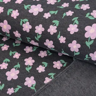 Szabadidő anyag fésült Flowers indigo melange