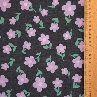 Szabadidő anyag fésült Flowers indigo melange