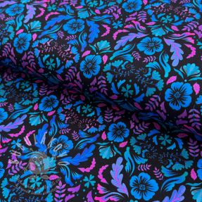 Jersey Paisley flowers black digital print