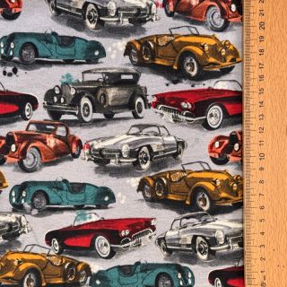 Szabadidő anyag fésült Old cars grey digital print