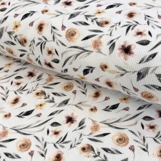 Jersey WAFFLE Flowers white digital print