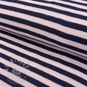 Jersey WAFFLE YARN DYED Stripes navy lilac