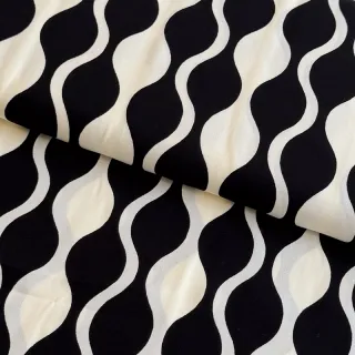 Viszkóz ECOVERO Abstract black ecru