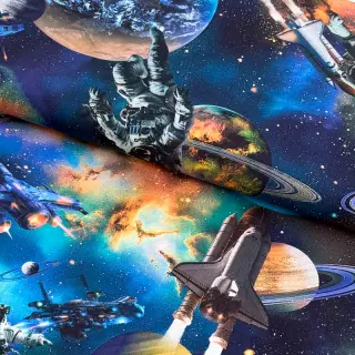 Pamutvászon Space navy digital print