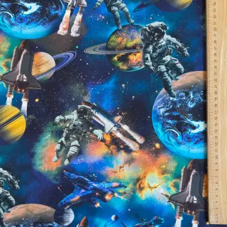 Pamutvászon Space navy digital print