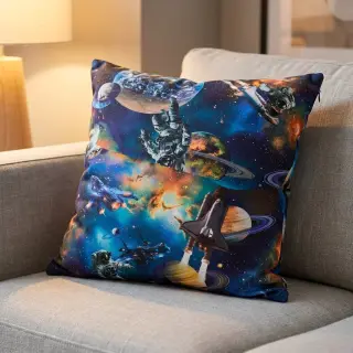 Pamutvászon Space navy digital print