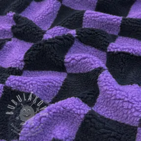 Kabát anyag TEDDY JACQUARD Checks purple