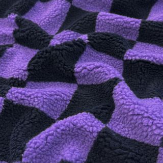 Kabát anyag TEDDY JACQUARD Checks purple