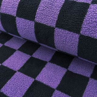 Kabát anyag TEDDY JACQUARD Checks purple