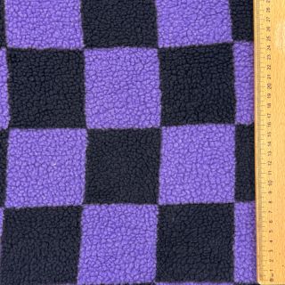 Kabát anyag TEDDY JACQUARD Checks purple